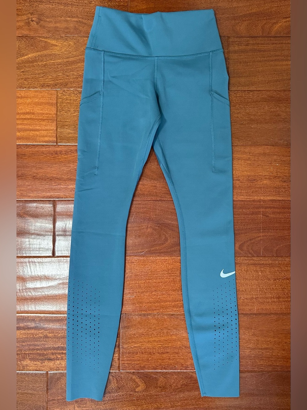 Nike Dri-FIT Teal Running Leggings XS Women High Rise Stretch Pockets